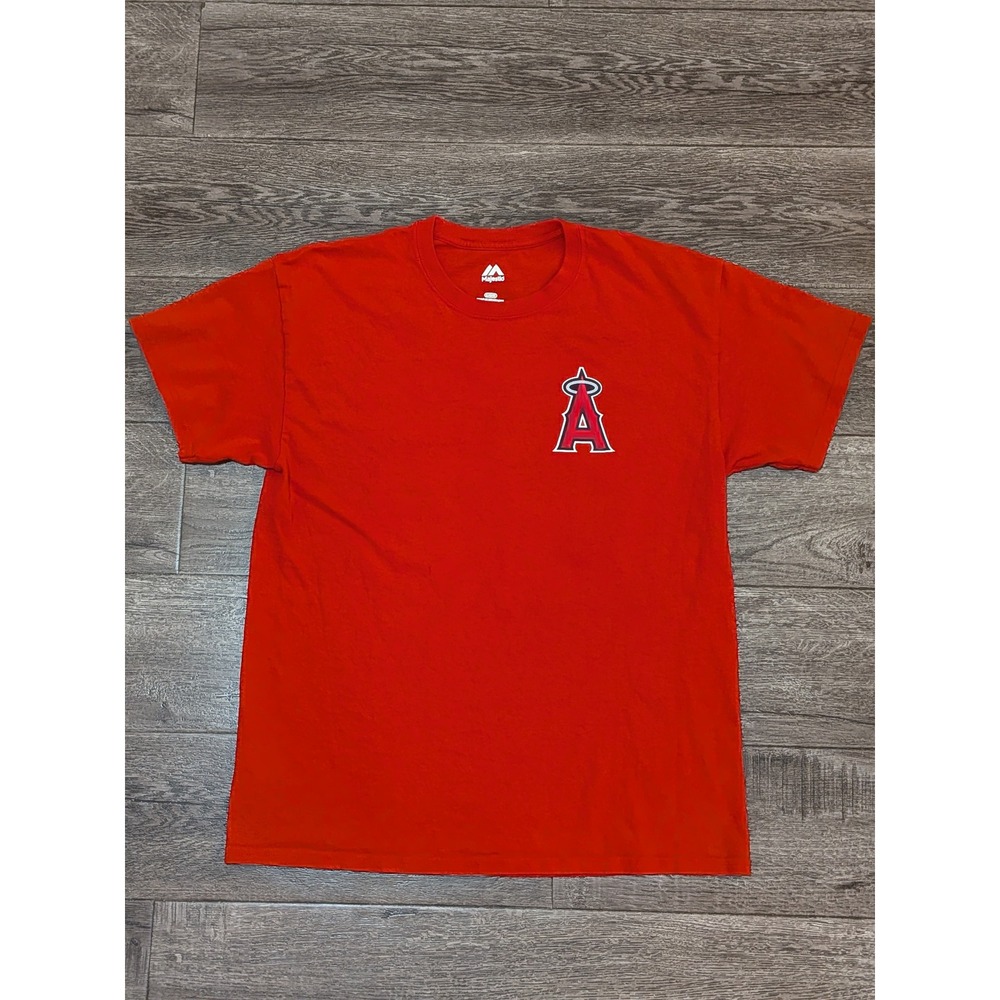 Majestic Los Angeles Angels Mike Trout 27 T-Shirt Mens Large Red MLB Baseball